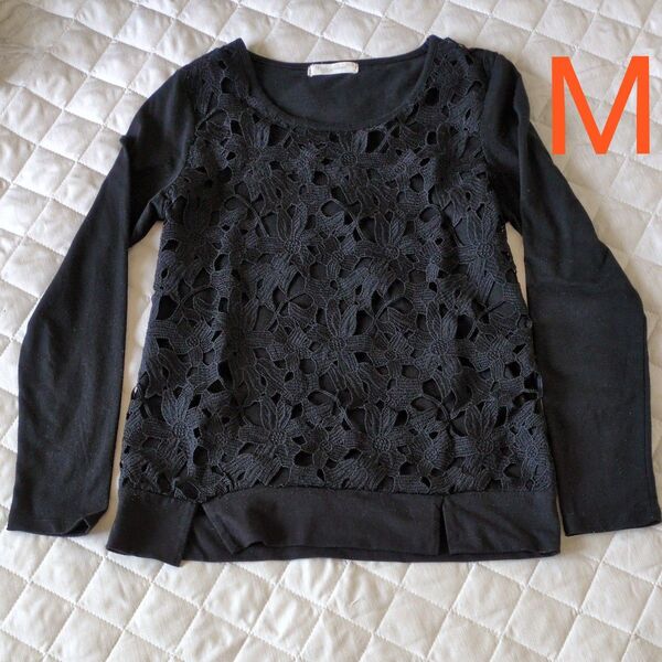 レースのトップス ブラック レディース M