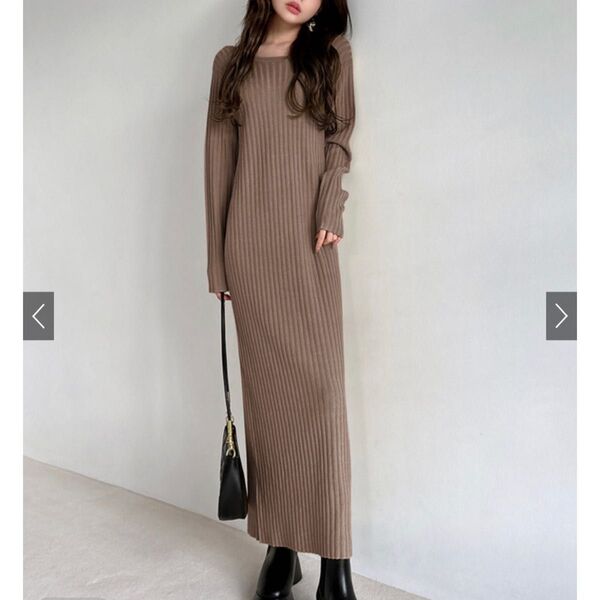 【美品】前後2Wayストレートリニットワンピー