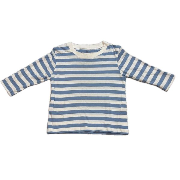 無印良品 ボーダー キッズ Tシャツ 長袖 ロンT 水色 80㎝