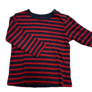 ユニクロ UNIQLO 赤 ネイビー ボーダー ロンT 長袖 80㎝ 長袖Tシャツ ボーダー柄 薄手
