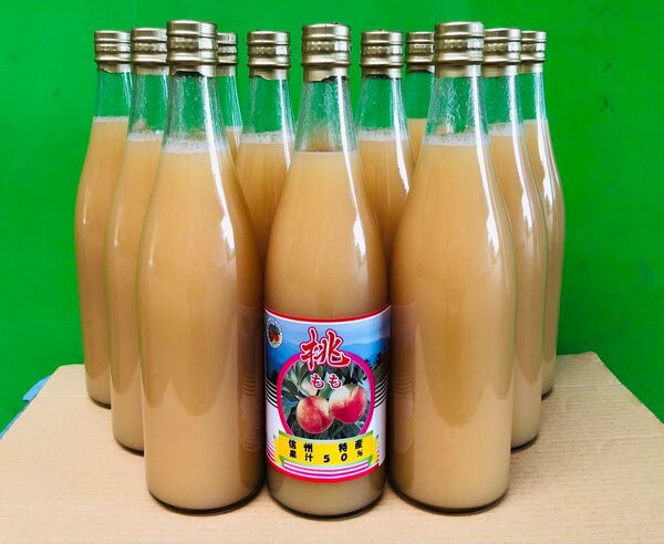 長野県産 農家直送 桃ジュース 12本箱入り 果汁50% 720ml ラベルレス たまき あかつき なつっこ ストレート