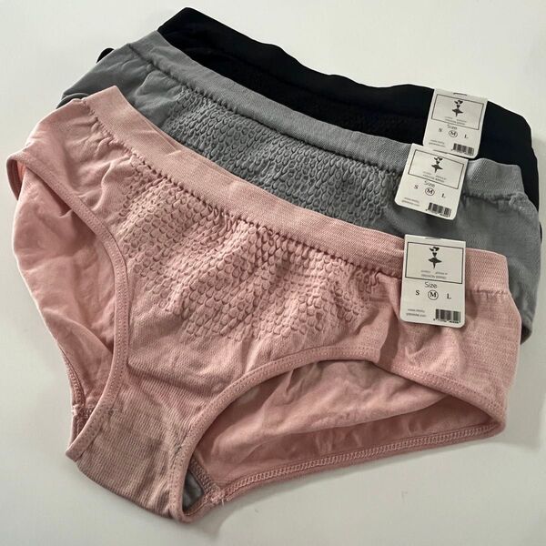 新品 無地 ショーツ 3点セット 3枚組 フリーサイズ パンツ レディース ストレッチ 下着 シンプル ピンク ブラック グレー