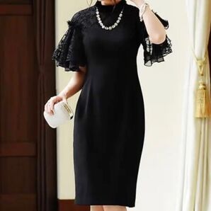 パーティードレス RUIRUE BOUTIQUE レーシーフレアースリーブドレス