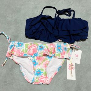 《新品未使用品》Angel Luna ネイビー 花柄 水着 M 2点セット