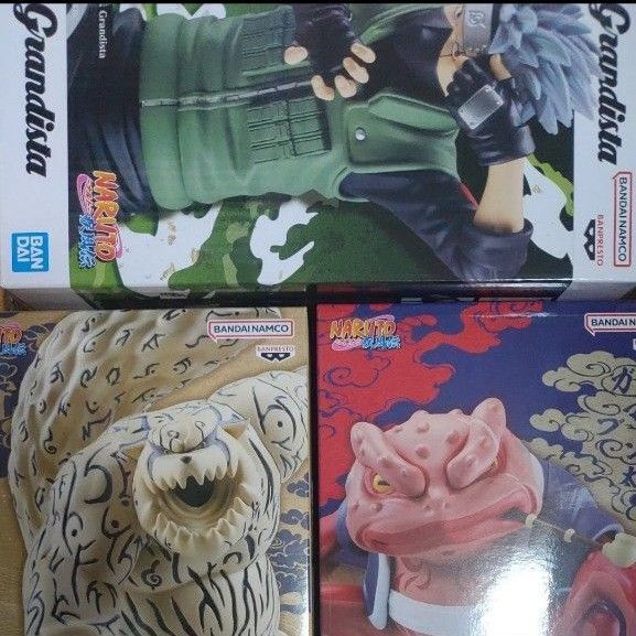 NARUTO ナルト 疾風伝 Grandista はたけカカシ ソフビフィギュア 守鶴 ガマブン太 フィギュア 3体セット