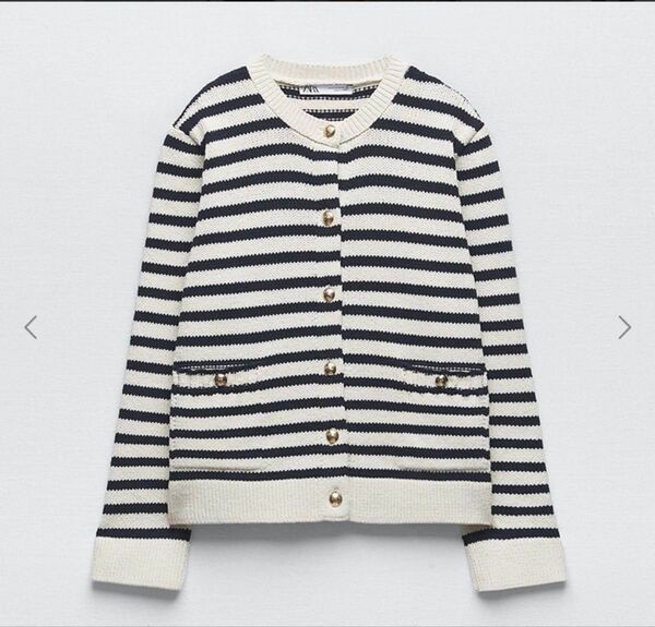 ZARA//ボーダー ニットカーディガン ニット カーディガン 長袖