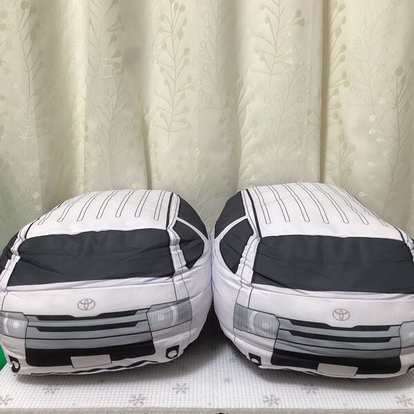 ぽてカ TOYOTA トヨタ ハイエース HIACE BIGぬいぐるみ クッション 白 ホワイト 2点 40cm×10cm×6cm