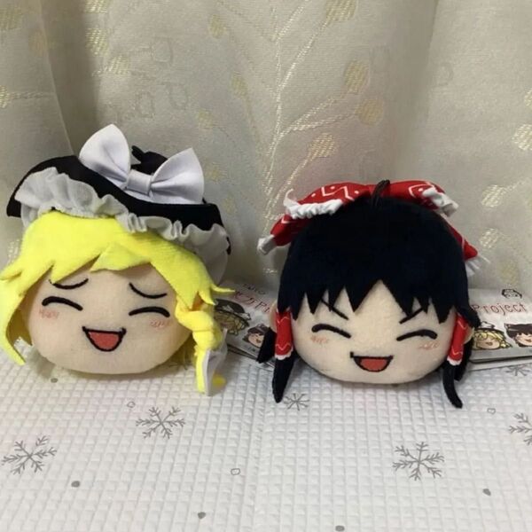 東方Project ゆっくりしていってね!!! マスコット 霧雨魔理沙 博麗霊夢 2点 10cm×8cm ぬいぐるみ にっこり