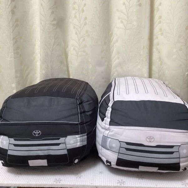 ぽてカ TOYOTA トヨタ ハイエース HIACE BIGぬいぐるみ クッション ブラック ホワイト 2点 40×10×6cm