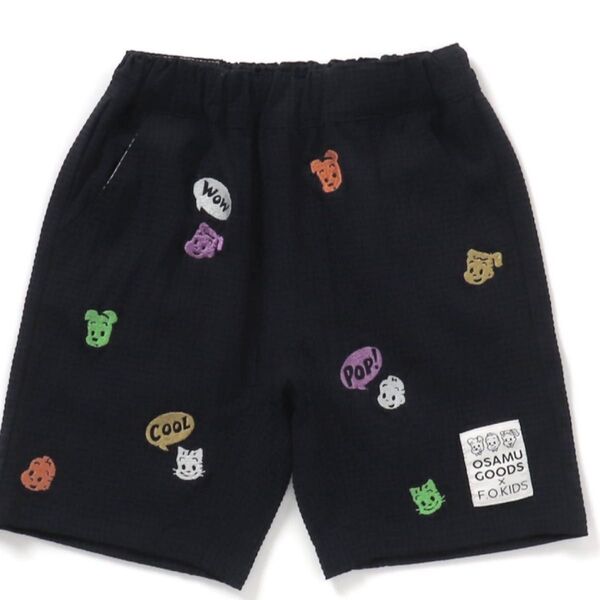 エフオーキッズ×OSAMU GOODSコラボ 飛び刺繍 ハーフパンツ