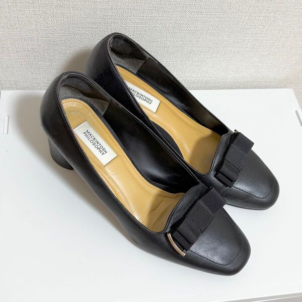 リボンモチーフスクエアトゥパンプス マッキントッシュフィロソフィー MACKINTOSH PHILOSOPHY ローファーパンプス