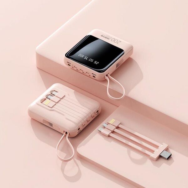 モバイルバッテリー 大容量 20000mAh 携帯充電器 ケーブル内蔵 USB タイプType-C ライトニング iPhone対応