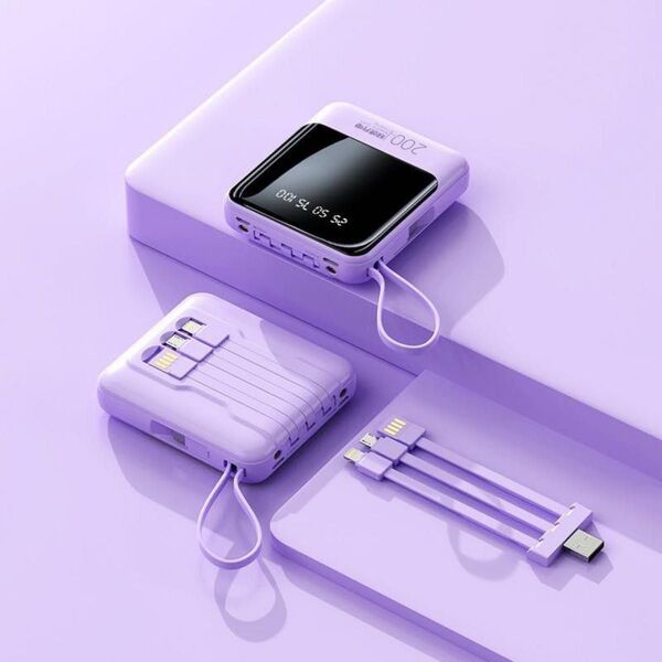 モバイルバッテリー 大容量 20000mAh 携帯充電器 ケーブル内蔵 USB タイプType-C ライトニング iPhone対応