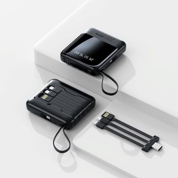 モバイルバッテリー 大容量 20000mAh 携帯充電器 ケーブル内蔵 USB タイプType-C ライトニング iPhone対応