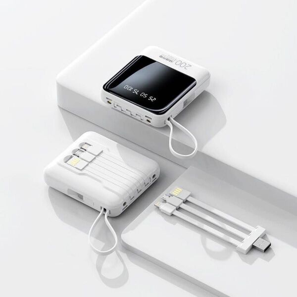 モバイルバッテリー 大容量 20000mAh 携帯充電器 ケーブル内蔵 USB タイプType-C ライトニング iPhone対応