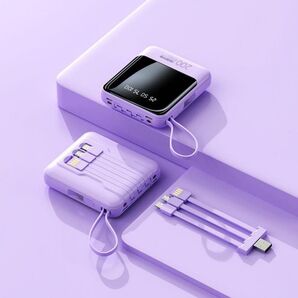 モバイルバッテリー 大容量 20000mAh 携帯充電器 ケーブル内蔵 USB タイプType-C ライトニング iPhone対応