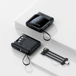モバイルバッテリー 大容量 20000mAh 携帯充電器 ケーブル内蔵 USB タイプType-C ライトニング iPhone対応