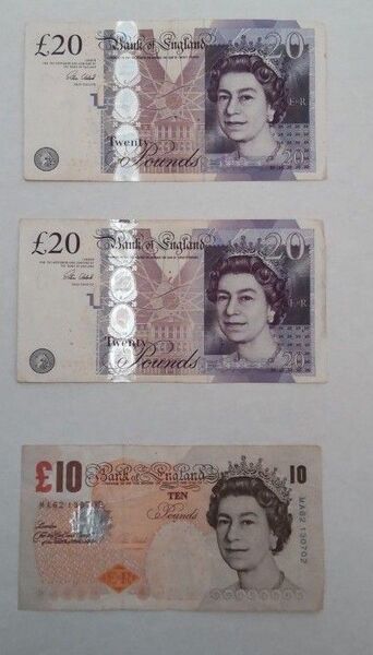 イギリス旧紙幣 20ポンド札×2枚 10ポンド札×1枚 3枚セット