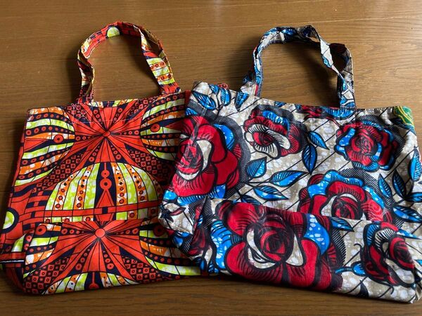 アフリカ布 トートバック 2個