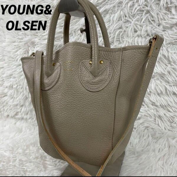 YOUNG&OLSEN 2wayエンボスレザー トートバッグ S ハンドバッグ ショルダーバッグ 斜め掛け