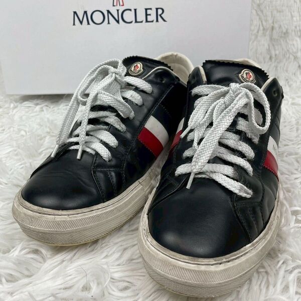 MONCLER トリコロール レザースニーカー 27.5cm ニューモナコ モンクレール シューズ