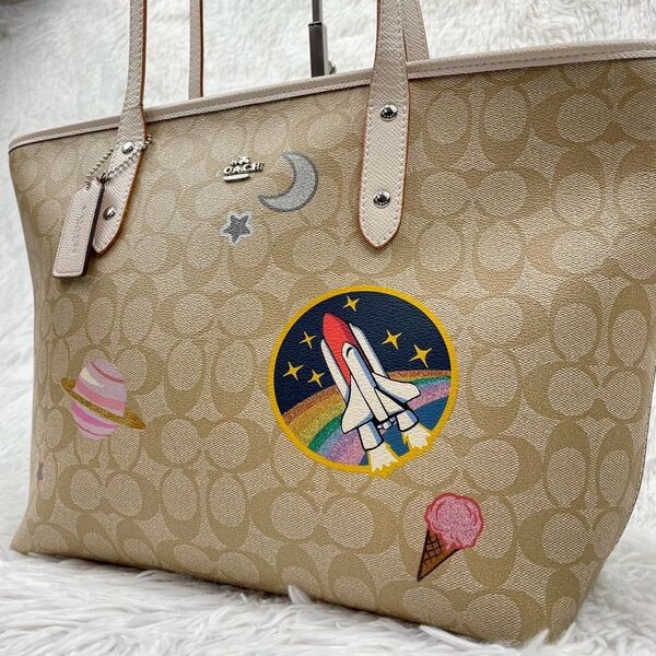 coach×NASA コラボ トートバッグ シグネチャー スペース ハンドバッグ 肩掛け 大容量