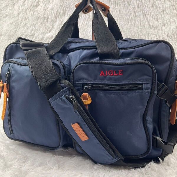 希少 AIGLE 3way ビジネスバッグ バッグパック A4収納 エーグル ショルダーバッグ ブリーフケース リュック 多機能