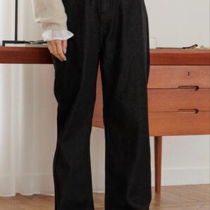 グラッドバギーパンツ flower glad buggy pants ブラック M デニムパンツ