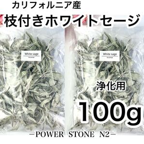 【お買い得!】◆空間、天然石◆強力浄化◆ 【高級】カリフォルニア産 ホワイトセージ枝付き たっぷり合計【100g】/お香 浄化
