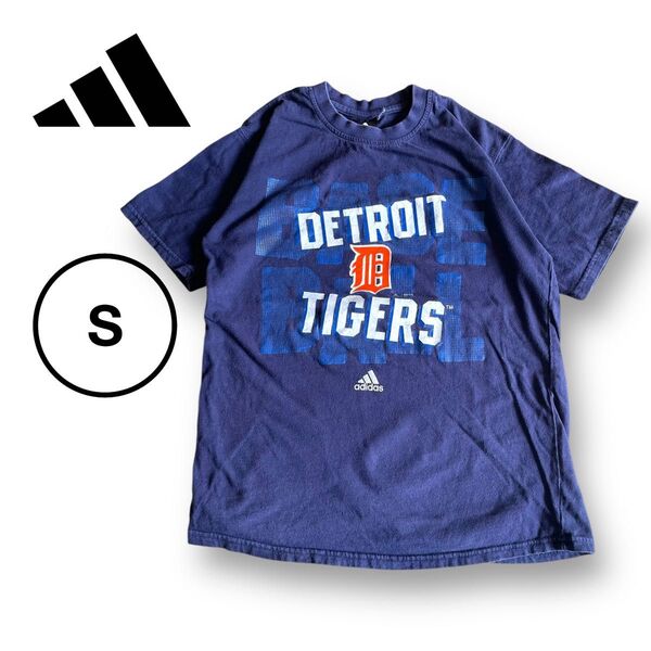 adidas アディダス デトロイトタイガース チームロゴTシャツ ネイビー S メジャーリーグ MLB