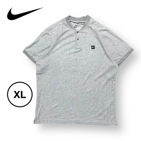 NIKE GOLF ナイキ ゴルフ ヘンリーネックTシャツ グレー XL ゴルフウェア ポロシャツ 半袖ポロシャツ