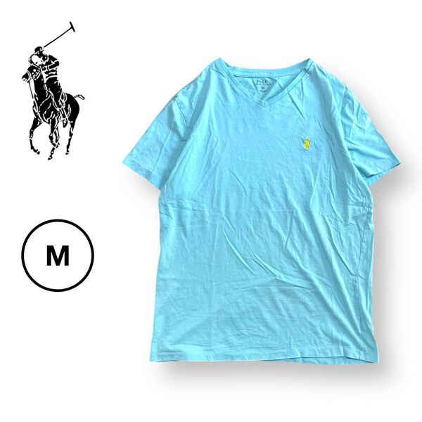 ポロラルフローレン ワンポイントロゴ 刺繍入り VネックTシャツ ポニー 半袖 M polo Ralph Lauren
