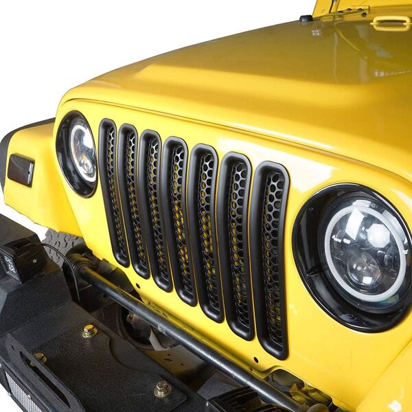①jeep ジープラングラー TJ 97-07 グリル メッシュ インサート カバー