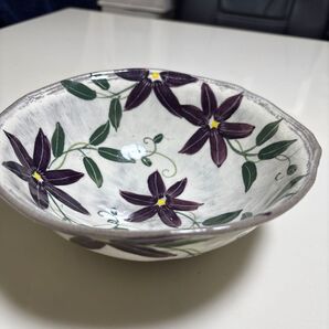 和食器 手描きのクレマチス絵付けの浅鉢