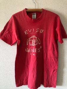 90年代　エビス　初期赤Tシャツ　山根　Mサイズ　着丈75センチ×身幅４７センチ　　状態　並　送料250円