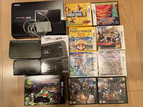 任天堂 Nintendo 3DS本体 NEW3DSLL本体 ソフト9本 付属品完備 動作確認済 中古 状態良好