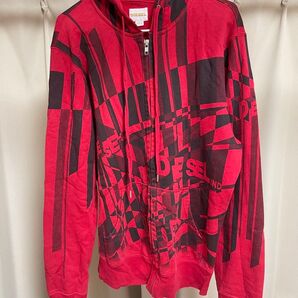 DIESEL ジップアップパーカー レッド ブラック