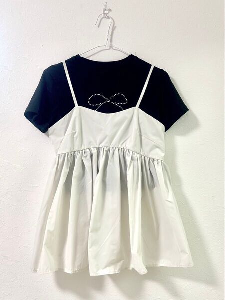 【2点セットのお値段です】リボンTシャツ・チュニック