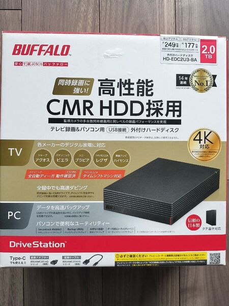 バッファロー 外付けHDDHD-EDC2U3-BA ブラック HDD:2TB 開封品 保証付