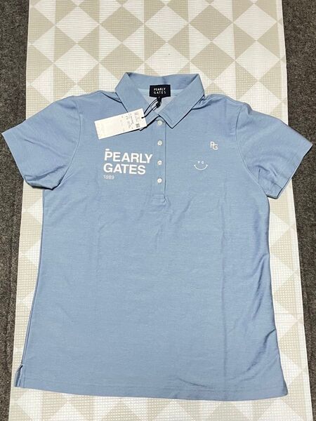 新品未使用 PEARLY GATES パーリーゲイツ 先染めデニム調ツイル半袖ポロシャツ レディース サイズ2 ゴルフウェア