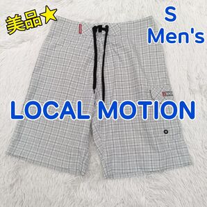 ローカルモーション 水着 サーフパンツ サーフトランクス グレー色 チェック柄 メンズ 29 S相当