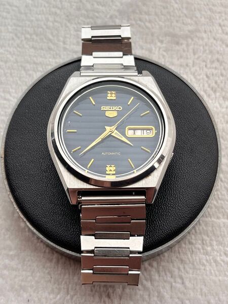 【稼働品】SEIKOファイブ 7009-876A ネイビー文字盤×ゴールド針