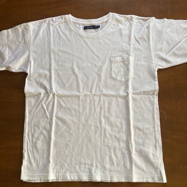 レイジブルー 胸ポケット付き半袖Tシャツ L ホワイト 裾スリット 綿100% アダストリア