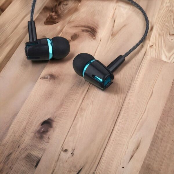 ハンズフリーイヤホン♪Black Blue◆カナル型有線ステレオイヤフォン音楽通話音声 カナル型 イヤホン