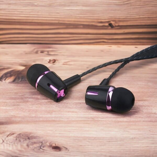 ハンズフリーイヤホン♪Black purple◆カナル型有線ステレオイヤフォン音楽通話音声