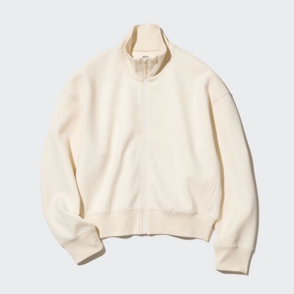 美品【UNIQLO】ドライスウェットリラックスブルゾン M オフホワイト
