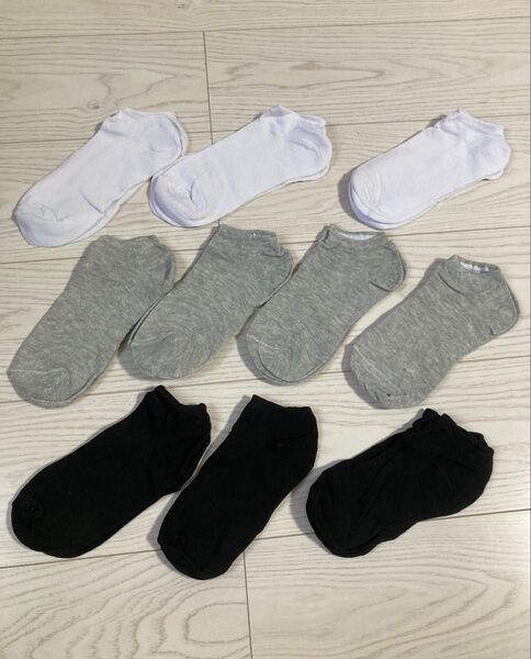 黒 靴下 ソックス スクールソックス クルーソックス グレー 白 10足まとめて 新品