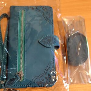 スマホショルダー ブルー ストラップ付