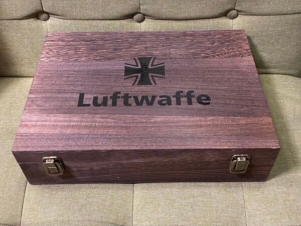 第二次世界大戦、ドイツ空軍 Luftwaffe 大型拳銃用木製ケース 2丁用★サバゲ ナチス トイガン保管、展示