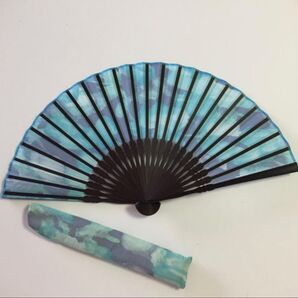 扇子 レディース 水色 夏
